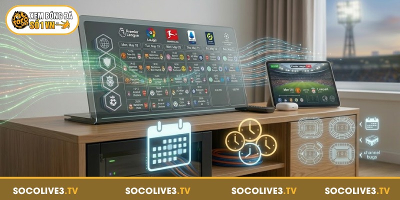 Lịch thi đấu được Socolive update nhanh chóng mỗi ngày